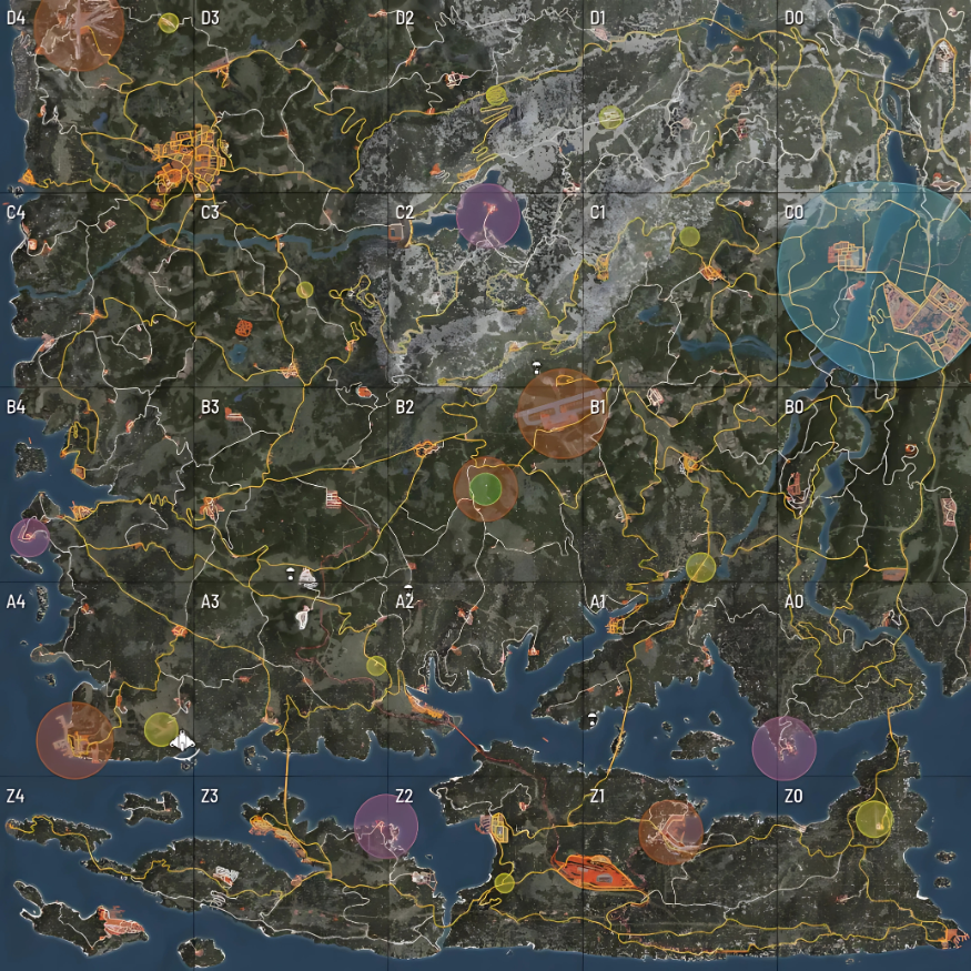 SCUM Server Map with marked zones